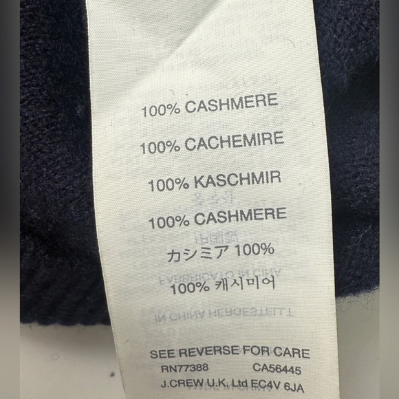 J.CREW Men's 100% Italian Cashmere V-Neck Sweater in Navy Blue Size LARGE - Picture 6 of 10